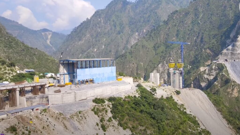 Anji khad bridge site and levels of construction