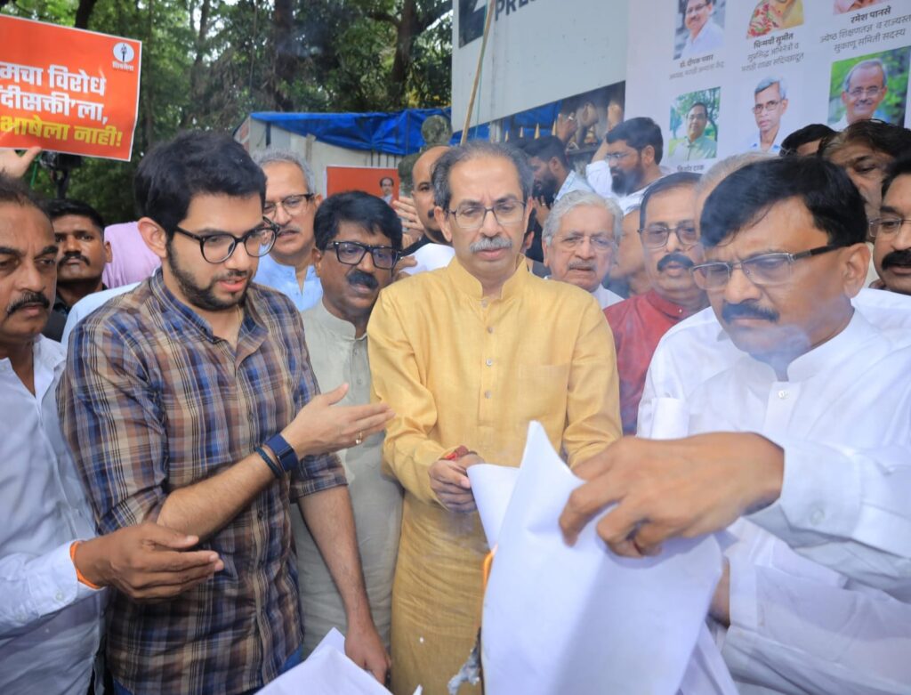 GR burned by MNS and shiv sena